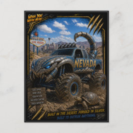 Nevada Monster Truck Gelände Kunst Postkarte