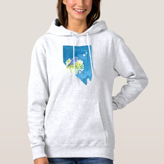 Nevada Mountain Bluebird Staat Form Symbole Hoodie (Vorderseite)