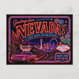 Nevada Neon Staat Retro Vintage Postkarte