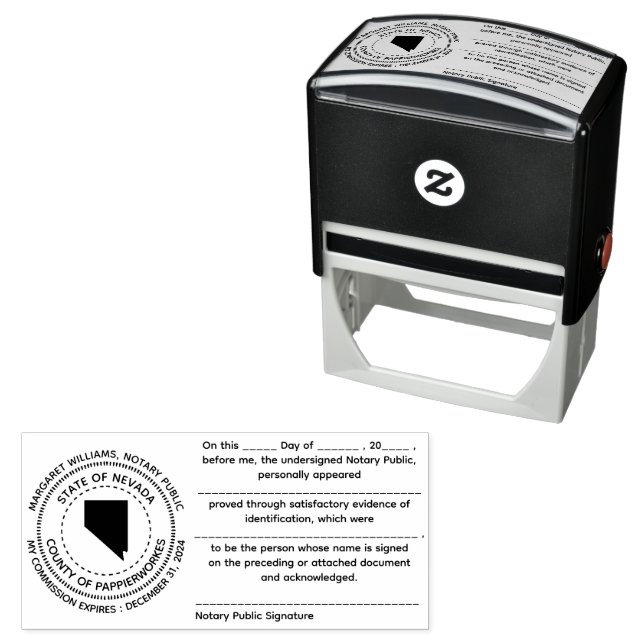 Nevada Notary Public Recognition Briefmarke Permastempel (Beispiel)