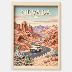 Nevada Roadtrip Valley of Fire Vintage 3D Textur Magnet
