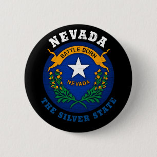 NEVADA SILVER STAAT FLAG BUTTON