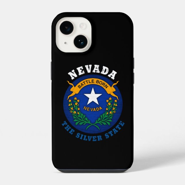 NEVADA SILVER STAAT FLAG iPhone 14 HÜLLE (Rückseite)