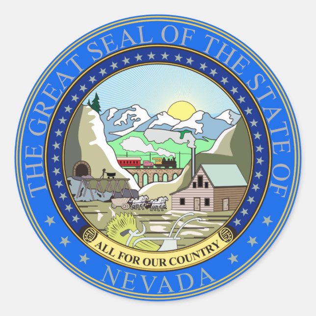 Nevada Staat Siegel Runder Aufkleber (Vorderseite)