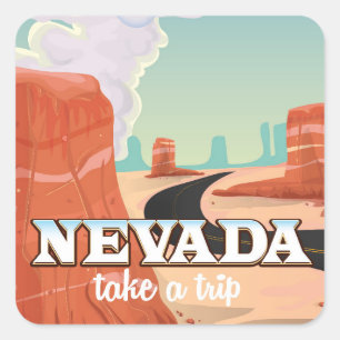 Nevada Staat Vintage Reiseplakat Quadratischer Aufkleber