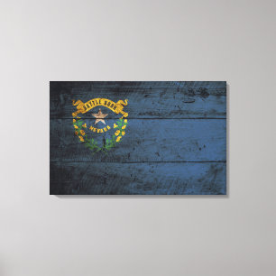 Nevada-Staats-Flagge auf altem hölzernem Korn Leinwanddruck