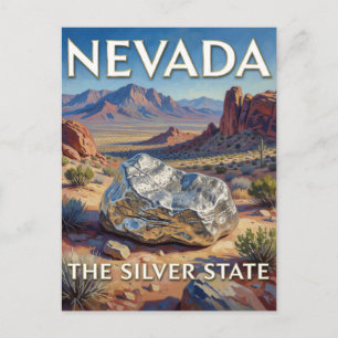 Nevada State Pride Wüstenlandschaft mit Silber Postkarte