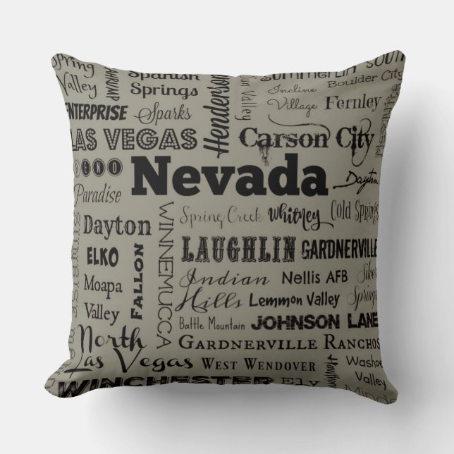 Nevada-Typografie-Wurfskissen im Grau u. im Kissen (Vorderseite)