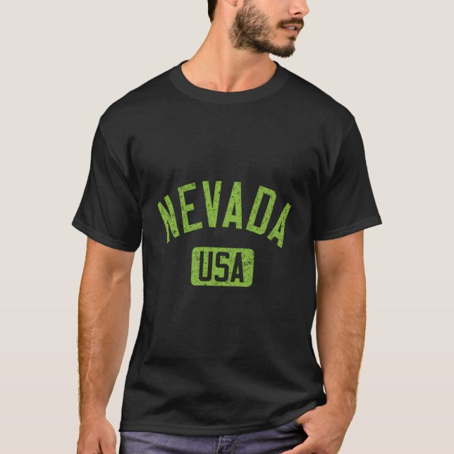 Nevada Usa Angebrochener Text Kalkgrün T-Shirt (Vorderseite)