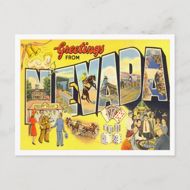 Nevada Vintag Big Letters Postcard Postkarte (Vorderseite)