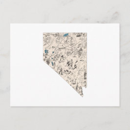 Nevada Vintag Picture Map Staat Chart Postkarte
