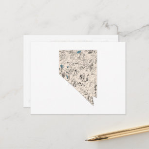Nevada Vintage-Bildkarte Antike Staatskarte Postkarte