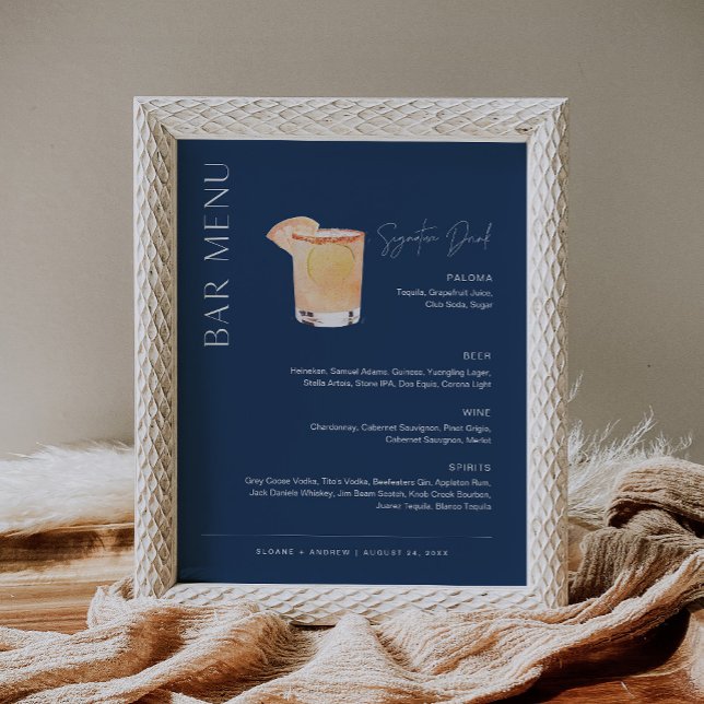NEVE Navy Signature Drink Hochzeit Bar Sign Poster (Von Creator hochgeladen)