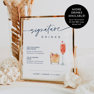 NEVE Navy Signature Drinks Hochzeit Zeichen 8x10 Poster