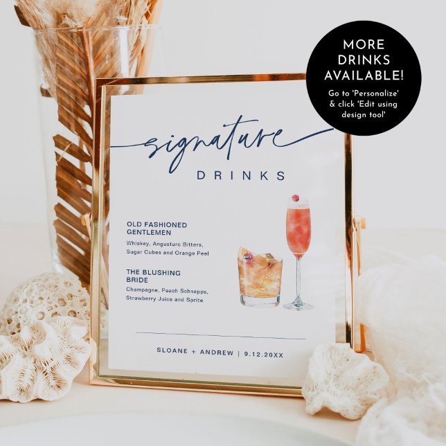 NEVE Navy Signature Drinks Hochzeit Zeichen 8x10 Poster (Von Creator hochgeladen)