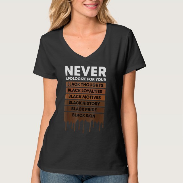 Never Apologize Black History Month BLM Melanin Pr T-Shirt (Vorderseite)