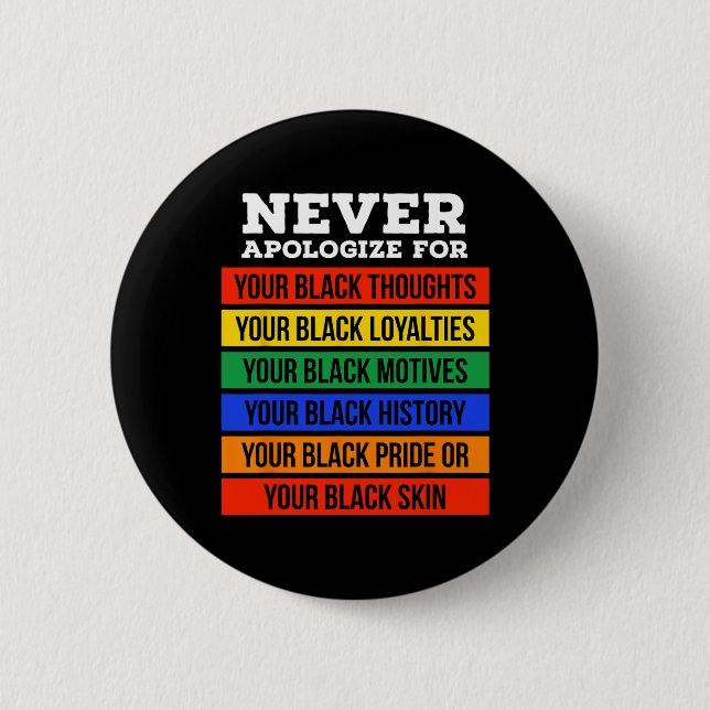 Never Apologize For Your Blackness - Black History Button (Vorderseite)