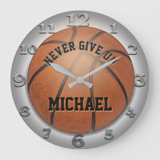 Never Give Up Basketball Clock Große Wanduhr