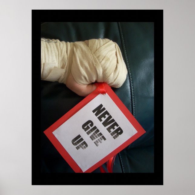 Never give up, boxing Canvas Poster (Vorne)
