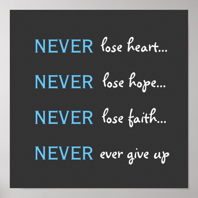 Never give up poster (Vorne)