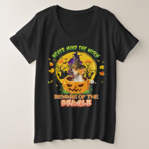 Never Mind Witch Beware Of Beagle Dog Halloween Große Größe T-Shirt