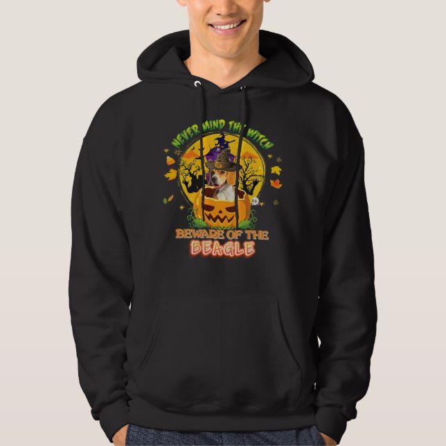 Never Mind Witch Beware Of Beagle Dog Halloween Hoodie (Vorderseite)