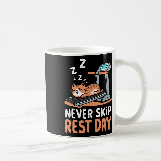 Never Skip Rest Day Funny Bodybuilding Cat Workout Kaffeetasse (Rechts)