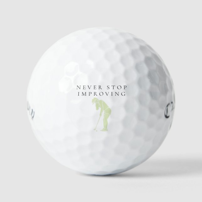 'Never Stop Improving' Growth Mindset Encouraging  Golfball (Vorderseite)