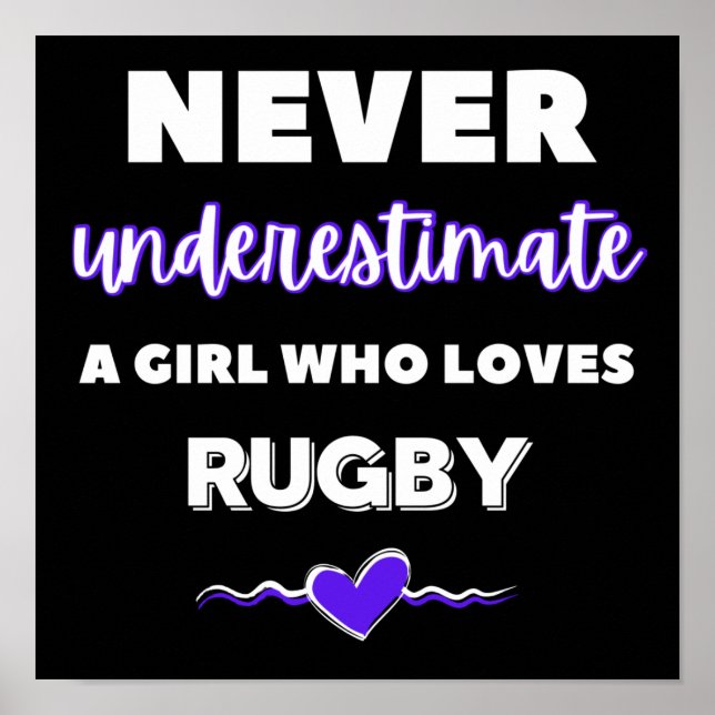Never underestimate a girl who loves rugby poster (Vorne)