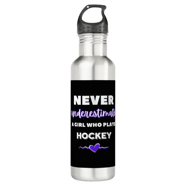 Never underestimate a girl who plays hockey. edelstahlflasche (Vorderseite)