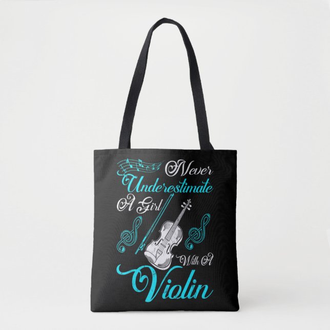 Never Underestimate a Girl with A Violin Gift Are  Tasche (Vorderseite)