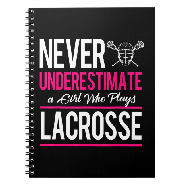 Never Underestimate A Gril Who Plays Lacrosse Lacr Notizblock (Vorderseite)