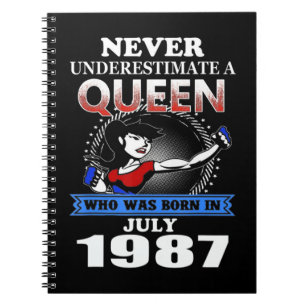 NEVER UNDERESTIMATE A Queen Born in july 1987 NEVE Notizblock