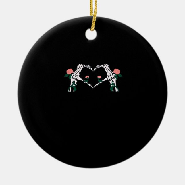 Never Wilts - Skeleton Hands-Rose Keramik Ornament (Vorne)