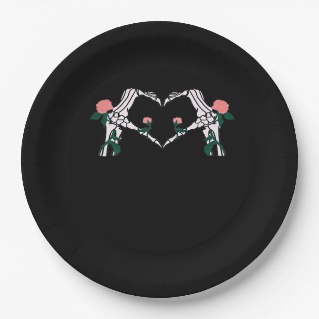Never Wilts - Skeleton Hands-Rose Pappteller (Vorderseite)