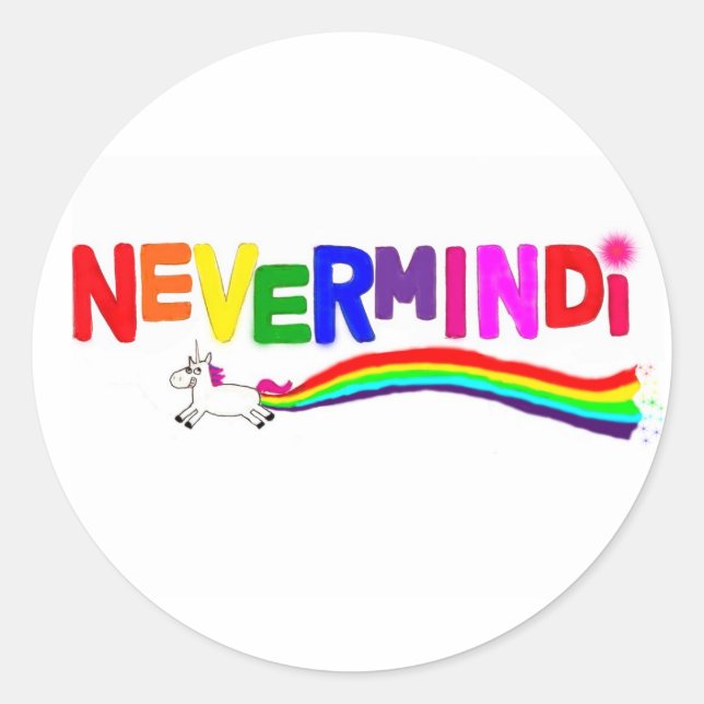 Nevermindi Rainbow Runder Aufkleber (Vorderseite)