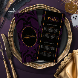 Nevermore Damask | Dunkle Pflaume Gothic Halloween Menükarte