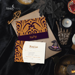 Nevermore Damask | Dunkle Pflaume Gothic Halloween RSVP Karte