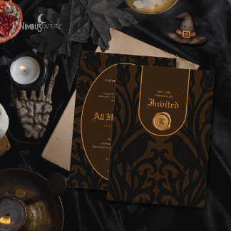 Nevermore Damast Dunkelbraun Luxus Halloween Einladung