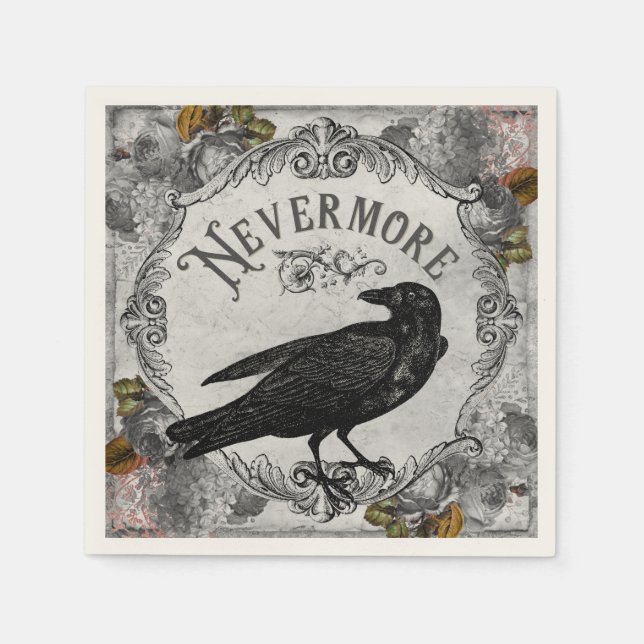 Nevermore Eerie Raven Halloween Horror Serviette (Vorderseite)