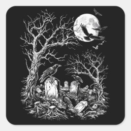 Nevermore Friedhof Quadratischer Aufkleber