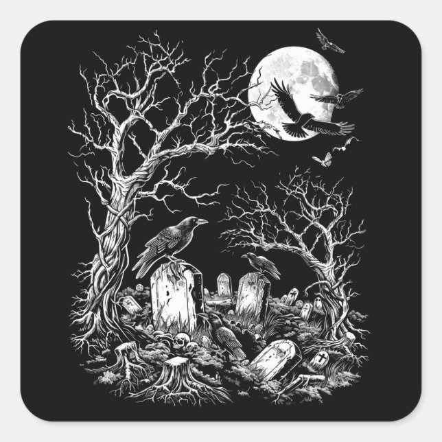 Nevermore Friedhof Quadratischer Aufkleber (Vorderseite)