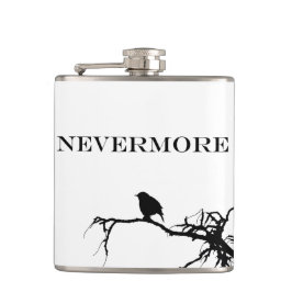 Nevermore Raven Gedicht Edgar Allan Pose Zitat Flachmann