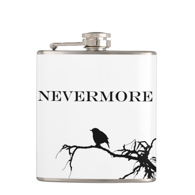 Nevermore Raven Gedicht Edgar Allan Pose Zitat Flachmann (Vorderseite)