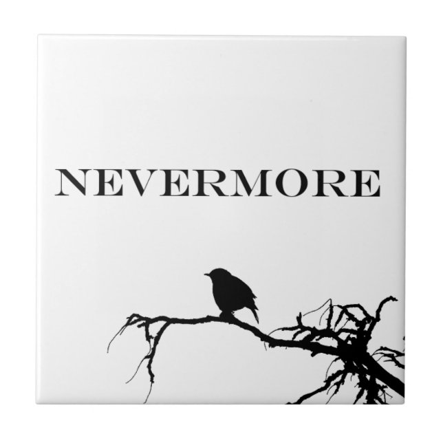 Nevermore Raven Gedicht Edgar Allan Pose Zitat Fliese (Vorderseite)