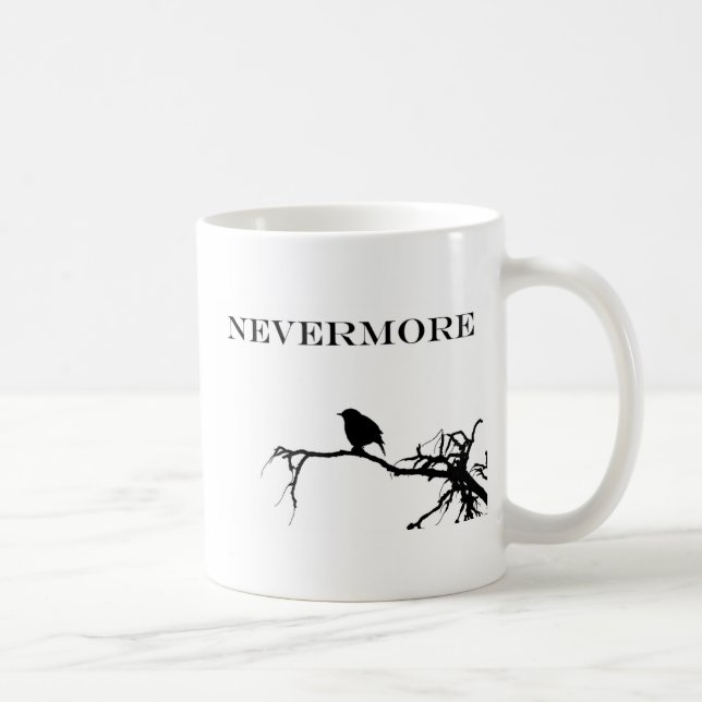 Nevermore Raven Gedicht Edgar Allan Pose Zitat Kaffeetasse (Rechts)