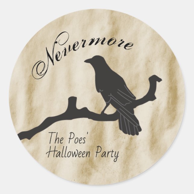 Nevermore, Raven Halloween Runder Aufkleber (Vorderseite)