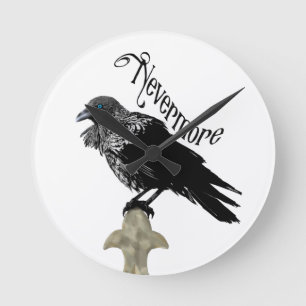 Nevermore Raven Runde Wanduhr