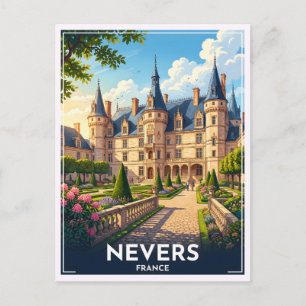 Nevers Frankreich Château Vintage Reise Postkarte