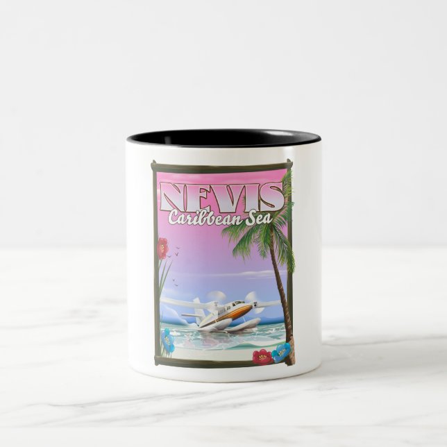 Nevis Holiday Poster. Zweifarbige Tasse (Mittel)